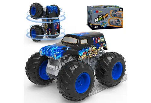 RC-Auto Monster Truck Ferngesteuert mit Licht - 360° Drehung - RC-Modelle: Erlebe doppelten Action-Spaß mit diesem Amphibien-Monstertruck, der Land und Wasser meistert und mit 2 Akkus bis zu 50 Minuten Spielzeit bietet!