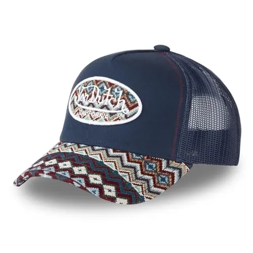 Von Dutch Kappe für Damen und Herren, Trucker-Kappe ETHNIK, verstellbar, Blau/Rad/Beige, Einheitsgröße