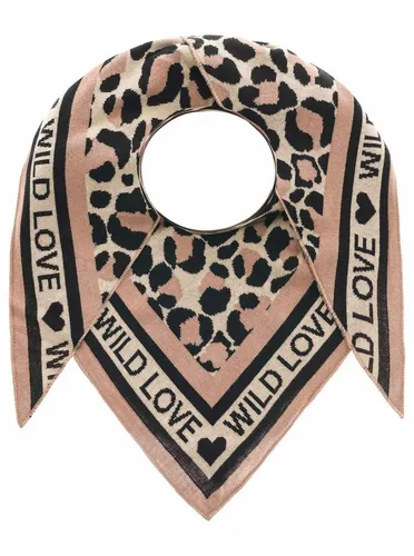 Zwillingsherz Dreieckstuch mit Leo Muster, Beige in beige von Zwillingsherz