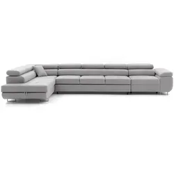 NEXT COLLECTION Ecksofa WILD XXL mit Bettkasten, Hohe Metallfüße, verstellbare Kopfstützen, Liegefläche 125x240, Hellgrau, Links