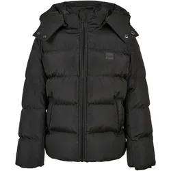 Urban Classics Jungen Jacke mit Kapuze, Schwarz, Größe 146-152 EU - Funktionsjacke für Jungen mit hochwertiger Fake-Daunenfüllung, winddichtem Reißverschluss und abnehmbarer Kapuze – perfekt für kalte Tage!