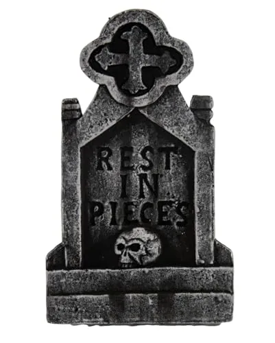 Horror-Shop Halloween Grabstein mit Keltenkreuz und Totenkopf Motiv 53 cm