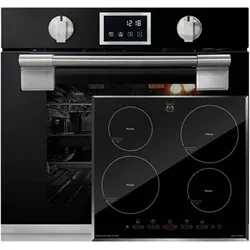Kaiser Küchengeräte Backofen-Set Herd Set Autark Einbau Backofen, Pyrolyse Backofen, 11 Funktionen, 60 cm mit Induktionskochfeld 60 cm, Autark,Facettenschliff, Kochfeld 4xQickHeat Kochzonen EH 6338 s+KCT 6105 FI, mit 1-fach-Teleskopauszug, Pyrolyse-Selbstreinigung schwarz