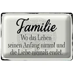 Roomando Metallschild Spruch 18x12cm Familie wo Leben Anfang nimmt