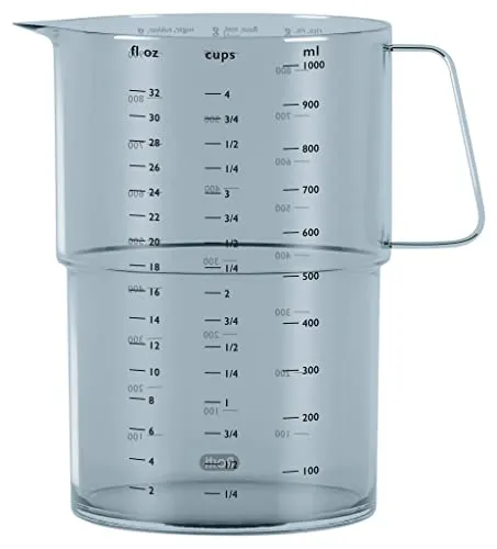 Rosti Mensura Messbecher 1L, Messbecher Küche 1000 ml aus SAN-Kunststoff, mit Griff und Ausguss, Verträgt Kochendes Wasser, Dusty Blue