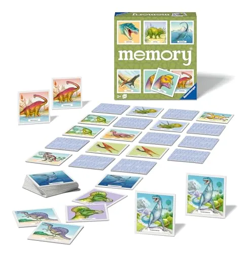 Ravensburger Memory® Dinosaurier - 20924 - der Spieleklassiker für Dino-Fans, Merkspiel für 2-8 Spieler ab 3 Jahren