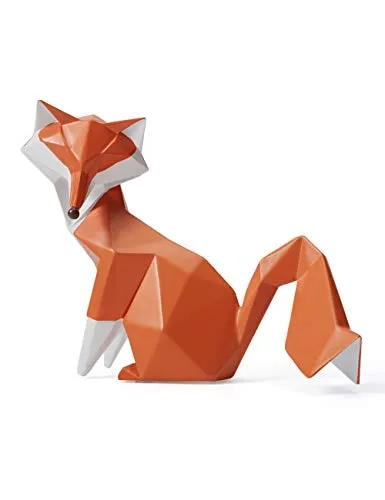 HAUCOZE Fuch Figur Skulptur Fox Deko Statue Tier Geschenk Modern Arts Polyresin 20cm