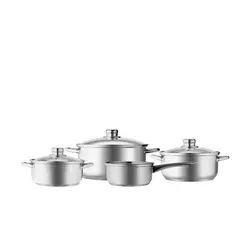 levelone Topfset 4-teilig MARS - Edelstahl Kochtöpfe mit Literskala und Glasdeckel, ideal für alle Herdarten. Hochwertige Verarbeitung für perfekte Kochergebnisse.