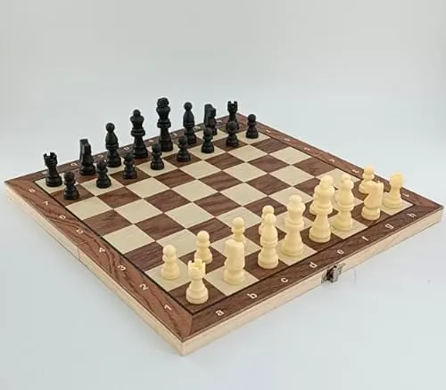 Schachspiel aus Holz, Faltbares 3-in-1-Brett, Schachspiel, Tragbares Brettspiel, Reiseschach, Anfänger-Partyspiel für Kinder und Erwachsene, 29x29 cm