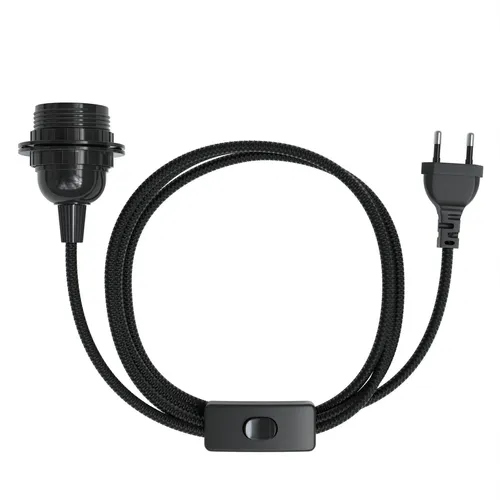 Lampensockel 3,5m Kabel E27 Schraubfassung Netzstecker Schalter Fassung Schwarz