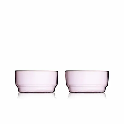Lyngby Glas Schale Torino 2er Set - Rosa Schüsseln - Elegantes 2er Set Schalen aus hochwertigem Glas in Pink, ideal für Snacks oder Dekoration - perfekt für stilvolle Anlässe.