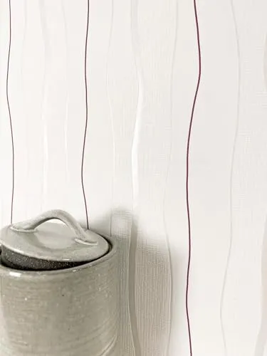 Newroom Tapete Weiß Vliestapete Wellen - Streifentapete Streifen Rot Creme Linien Streifen Wellentapete Modern geschwungene Linien Struktur inkl. Tapezier-Ratgeber