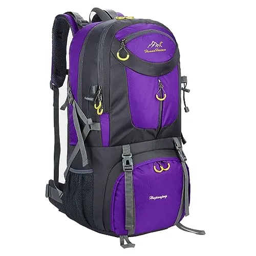MYMM 50L Sport Outdoor Rucksack, Travel Rucksack, Rucksack Wandern, ideal für Outdoor Sport, Wandern, Trekking, Camping Reisen, Bergsteigen. wasserdichte Bergsteigtasche, Reiseklettern Daypacks(Lila)