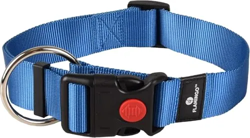 Flamingo Halsband für Hund Ziggi blau XL - 55-75cm 40mm - Stufenlos verstellbar - Mit zugentlastung - Klickschnalle mit Sicherheitsschloss