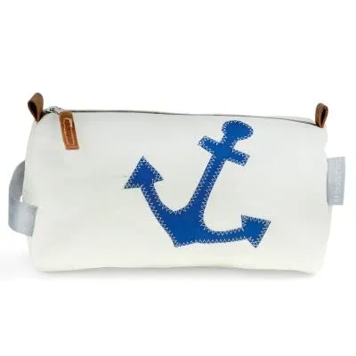 360° Kulturbeutel Tonne aus Segeltuch - Unisex Waschtasche mit maritimem Design - Sport - Praktische und stylische Kulturtasche aus robustem Segeltuch, ideal für Reisen und Fitness, mit ansprechendem Anker-Design.