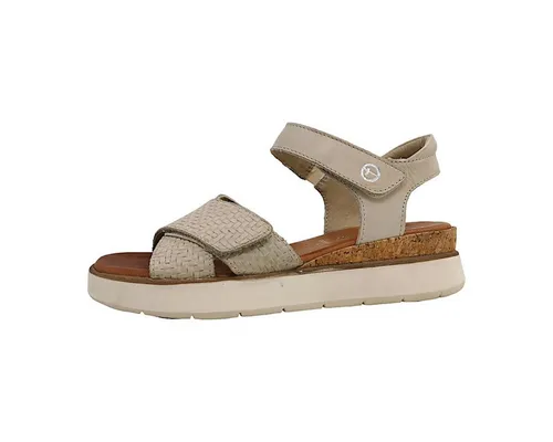 Tamaris COMFORT Damen Sandalen flach aus Leder mit Klettverschluss, Beige (Ivory) - 38 EU - Wanderschuhe mit Hallux-Freundlichkeit und optimaler Passform für höchsten Tragekomfort. Hochwertiges Leder, ideal für Alltag und besondere Anlässe.