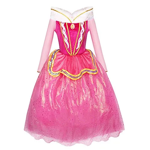 Rosa Aurora Kostüm-Kleid für Mädchen - Sleeping Beauty - Mädchenkostüm in pink/rosa, Größe 110/116, aus hochwertigem Polyester, ideal für Karneval oder Kostümfeste, bringt das Märchen von Dornrösschen zum Leben.