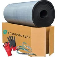 Scorprotect Kautschuk Platte Selbstklebend 19 MM – Hochwertige Isolierung - Scorprotect Kautschuk Platte in bewährter Qualität, ideal zur Dämmung von Rohren und Klimaanlagen. Mit praktischen Zubehör: rote Handschuhe und Schlüsselband. Flexibles, selbstklebendes Material für effiziente Energieeinsparung.