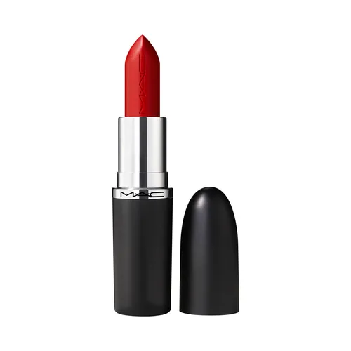 MAC MACXimal Sleek Satin Lipstick Left On Red - Lippenstift in elegantem Satin-Finish, bietet bis zu 8 Stunden Feuchtigkeit und intensive, deckende Farbe für strahlende Lippen.