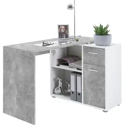 Schreibtisch ALBRECHT 1 in Beton LA-weiß - 83x74x117cm - Der ALBRECHT 1 Schreibtisch vereint modernes Design mit Funktionalität. Ideal für Home-Office oder Arbeitszimmer, bietet er durch seine kompakte Größe und praktische Stauraummöglichkeiten ausreichend Platz für Ihre Arbeitsutensilien.
