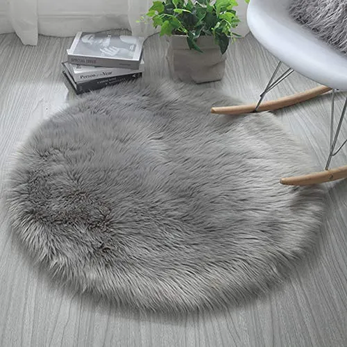 Kunstfell Pelz Stil Teppich Faux Fleece flauschig Bereich Teppiche Anti-Rutsch Yoga Teppich für Wohnzimmer Schlafzimmer Sofa Boden Teppiche (Grau, 45x45cm)