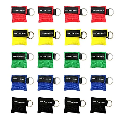 Aoutacc 20pcs CPR Face Shield Mask, Schlüsselbund Maske Einweg-Notfall-Kit CPR Face Shields Taschenmaske für Erste-Hilfe-Herz-Wiederbelebungstraining