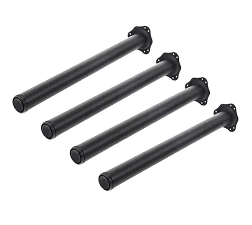 MonJar 4er Set Tischbeine Ø60mm Schreibtischfüße Tischfüße Stabil, Höhenverstellbar Höhe 710 mm + 30 mm inkl. Befestigungsmaterial (Schwarz)
