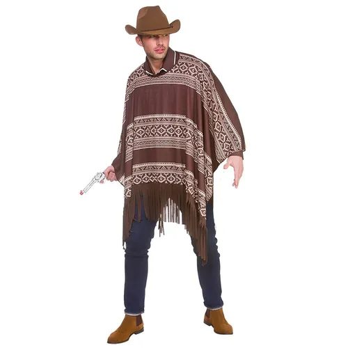 Erwachsene Cowboy Poncho Brown Wild West Pistolenheld Kostüm Verkleidung Zubehör