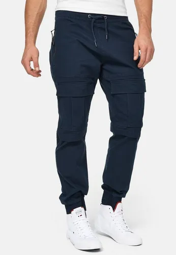 Indicode Herren Dennis Cargohose – 6 Taschen | Komfortable Cargo Hose für Männer in Navy, L - Hochwertige Cargo Hose aus weichem Material mit Stretch, elastischem Bund und praktischen Taschen. Ideal für den Alltag und vielseitig kombinierbar. Reguläre Passform für optimalen Tragekomfort.