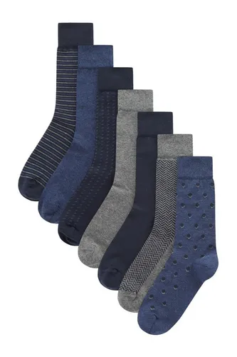 NEXT Herrensocken Multipack - 7er Pack Knöchelsocken in Marineblau/Grau - SPORTSOCKEN: Erleben Sie Komfort mit diesem 7er Pack Knöchelsocken aus 76% Baumwolle – ideal für Alltag und Sport, weich und pflegeleicht.