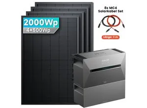 Solarmars® 2000W Balkonkraftwerk mit Speicher und Anker SOLIX Solarbank