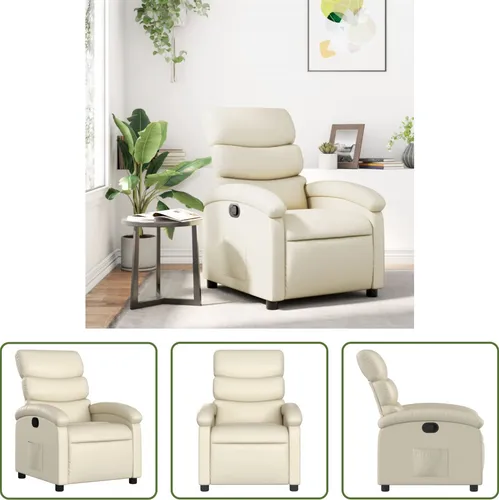 The Living Store Relaxsessel Creme Kunstleder – Bequemer TV-Sessel mit Liegefunktion
