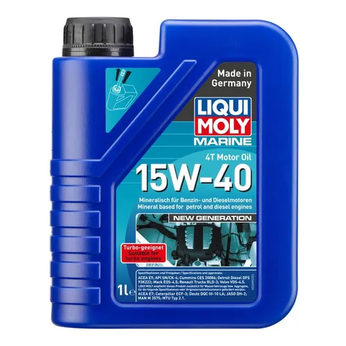 LIQUI MOLY 25089 Marine 4T Motor Oil 15W-40 - Hochleistungsmotoröl für Boote, exzellenter Verschleißschutz und optimierte Oxidationsstabilität