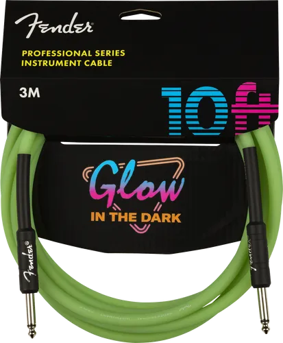 FENDER Professional Glow in the Dark Cable, Green, 10'