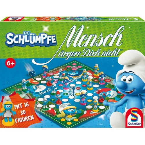 Schmidt Spiele Familienspiel Mensch ärgere Dich nicht - Die Schlümpfe 49455, ab 6 Jahren geeignet und ideal für spannende Familienspielabende