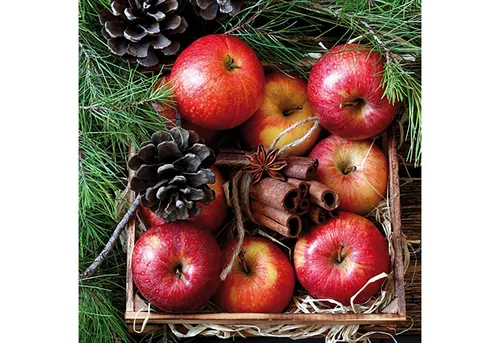 ti-flair Papierserviette, Servietten Papier 33x33cm rote Äpfel & Tannenzapfen 20 Stk. Rot / Grün