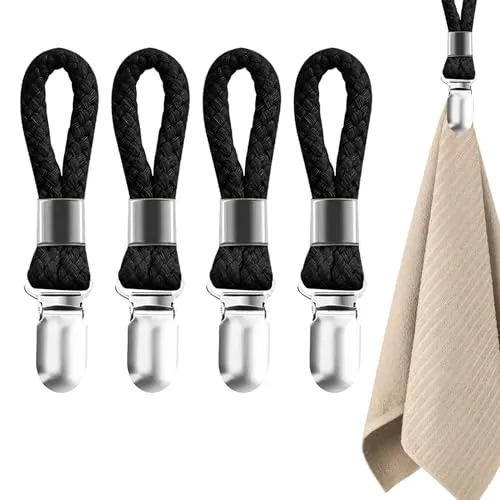 Stück Handtuchklammern, Handtuch Clips zum Aufhängen, Handtuchhalter Clips Ohne Nähen Handtuchclips Schwarz Handtuch Klammer Clips Handtuch Clips zum Aufhängen für Kücher, Bad, Balkon 4