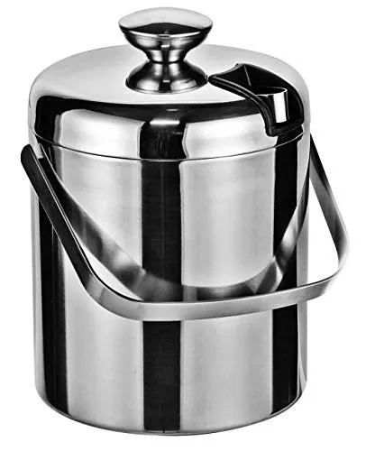 Spetebo Edelstahl Eiseimer mit Deckel und Zange - Weinkühler & Sektkühler, doppelwandig isoliert für langanhaltende Kälte, inklusive praktischer Zange und Abtropfsieb - ideal für jede Feier.