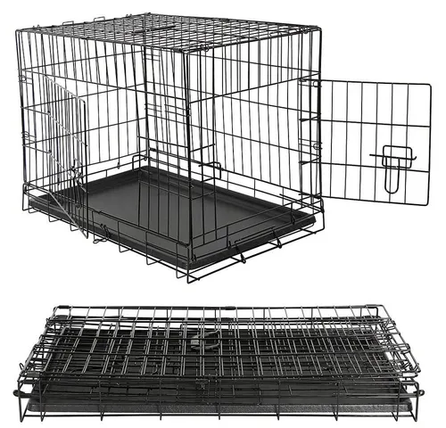 Drahtkäfig Falltbar Hundetransportbox 120x80,5x75 cm - Hundeboxen mit herausnehmbarer Bodenwanne für einfache Reinigung. Ideal für große Hunde, robust und faltbar für praktischen Transport.