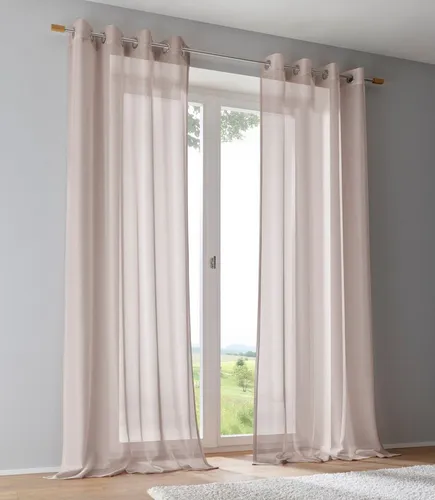 Kutti Vorhang Vinola, Ösen, halbtransparent, modern - Gardinen mit elegantem Netzdesign in Beige, aus pflegeleichtem 100% Polyester, ideal für stilvolle Fensterdekoration.