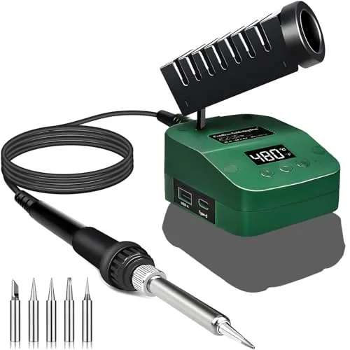 Lötkolben für Bosch 18V Home und Garden PBA Akku, Schnelles Aufheizen Lötstation mit LED Digitale Display, Mobilität Soldering Iron mit USB&Type-C für Heimwerker, Gerätereparatur, Drahtschweißen