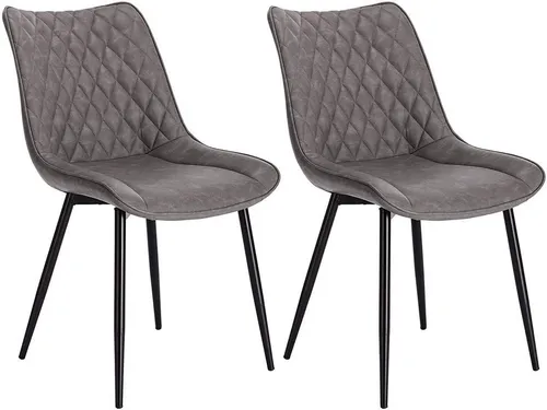 WOLTU 2er-Set Esszimmerstühle Dunkelgrau - Robuste Polsterstühle mit Kunstleder-Oberfläche und stabilen Metallbeinen, ideal für Esszimmer und Küche. Ergonomisches Design für maximalen Komfort, leicht zu montieren und vielseitig einsetzbar.