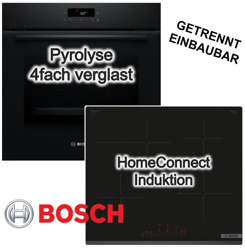 BOSCH Herdset Pyrolyse 3D-Heißluft mit Induktionskochfeld