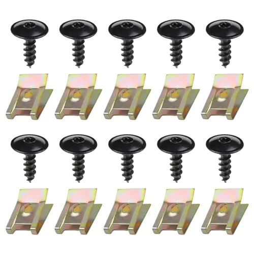 Sets Blechmutter,Karosserieschrauben,Blechschrauben Edelstahl,Blechschrauben Schwarz,Blechmuttern Sortiment,Stoßfeste Schrauben Unterteil U-Förmige Schrauben Für Die Meisten Fahrzeugtypen Geeignet 10