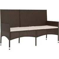 furnicato Gartenbank 3-Sitzer mit Kissen Braun Poly Rattan - Entspanne stilvoll im Freien mit der furnicato 3-Sitzer Gartenbank! Ihr robustes Poly Rattan und der pulverbeschichtete Stahlrahmen garantieren Langlebigkeit. Die dicken Kissen bieten höchsten Komfort für gemütliche Stunden im Garten.