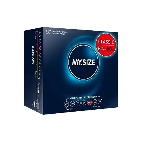 MY.SIZE Classic Kondome Größe 5 I 60 mm Breite I 80 Stück Megapackung I extra dünn I gefühlsecht hauchzart I dünne 0,07 mm Wandstärke I vegan I für Men