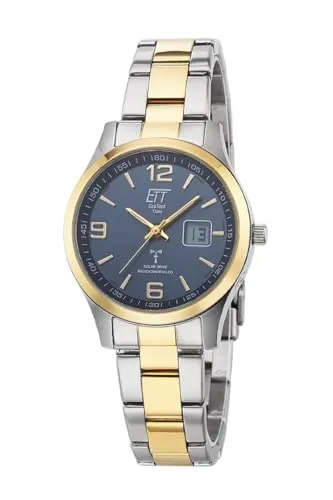 ETT Eco Tech Time Funk Solar Damen Uhr ELS-11600-32M - Armbanduhren für Damen mit sportlich elegantem Design, zuverlässiger Solar Funk Technologie und wasserdicht bis 10 bar - nie wieder Batterien wechseln!