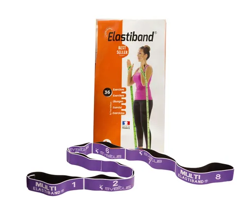 Sveltus Elastiband Gymnastik Stretching Band Lila Multi 15kg und Übungsposter