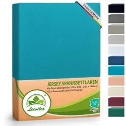 leevitex® Spannbettlaken Luxus Elasthan Jersey Spannbettlaken, Gummizug: Rundum-Gummizug 200-220 cm x 220-240 cm