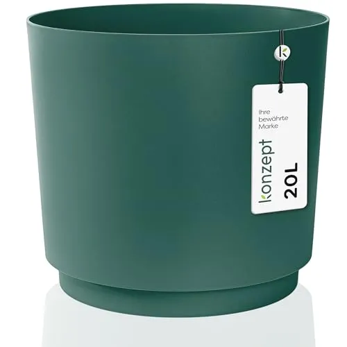 KONZEPT Blumentopf 32,5 cm - großer Übertopf aus Kunststoff für Zimmerpflanzen, modern und wetterfest, für Innen und Außen, Mint